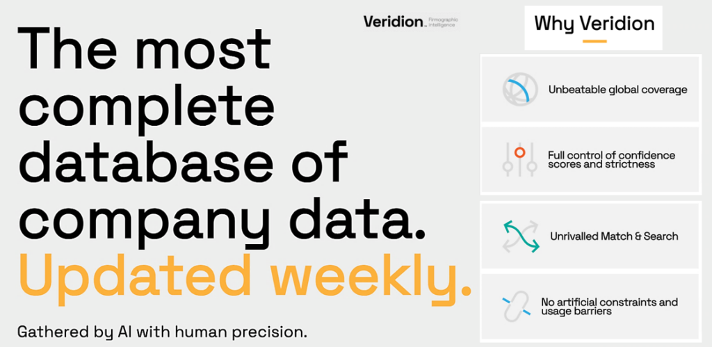 Veridion dashboard