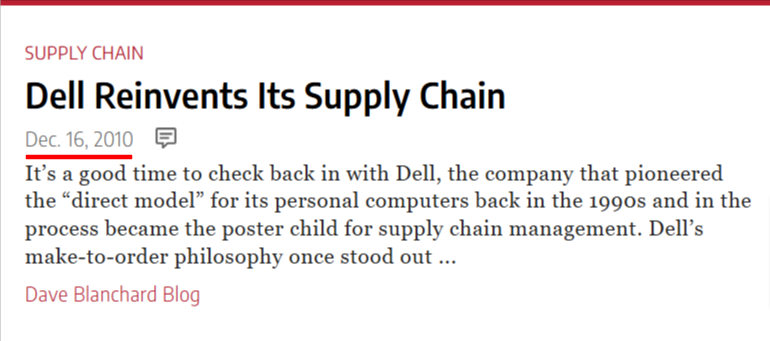 Article titled "Dell Reinvents Its Supply Chain"