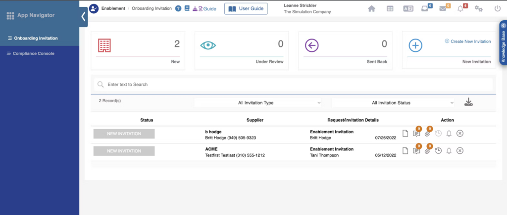 SupplierGateway dashboard
