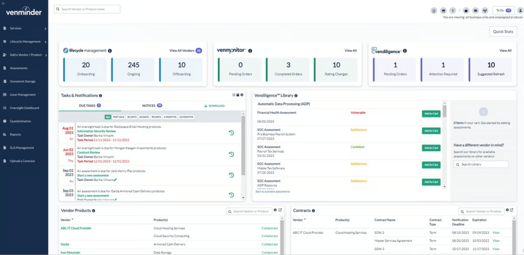 Venminder dashboard