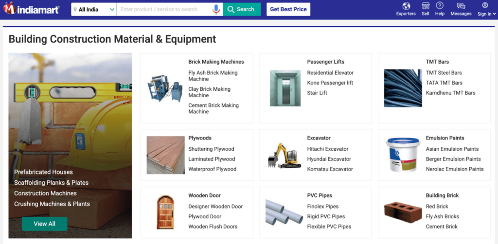 IndiaMART dashboard