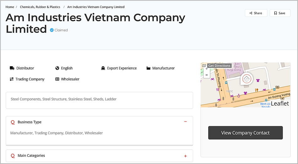 Viet Factory dashboard