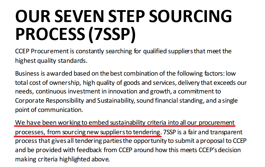 Screenshot describing the CCEP seven-step sourcing process