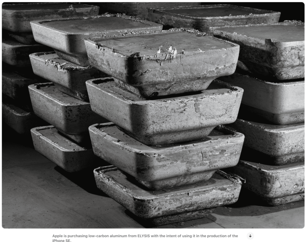 Stacked aluminum blocks produced using a carbon-free smelting process developed by ELYSIS