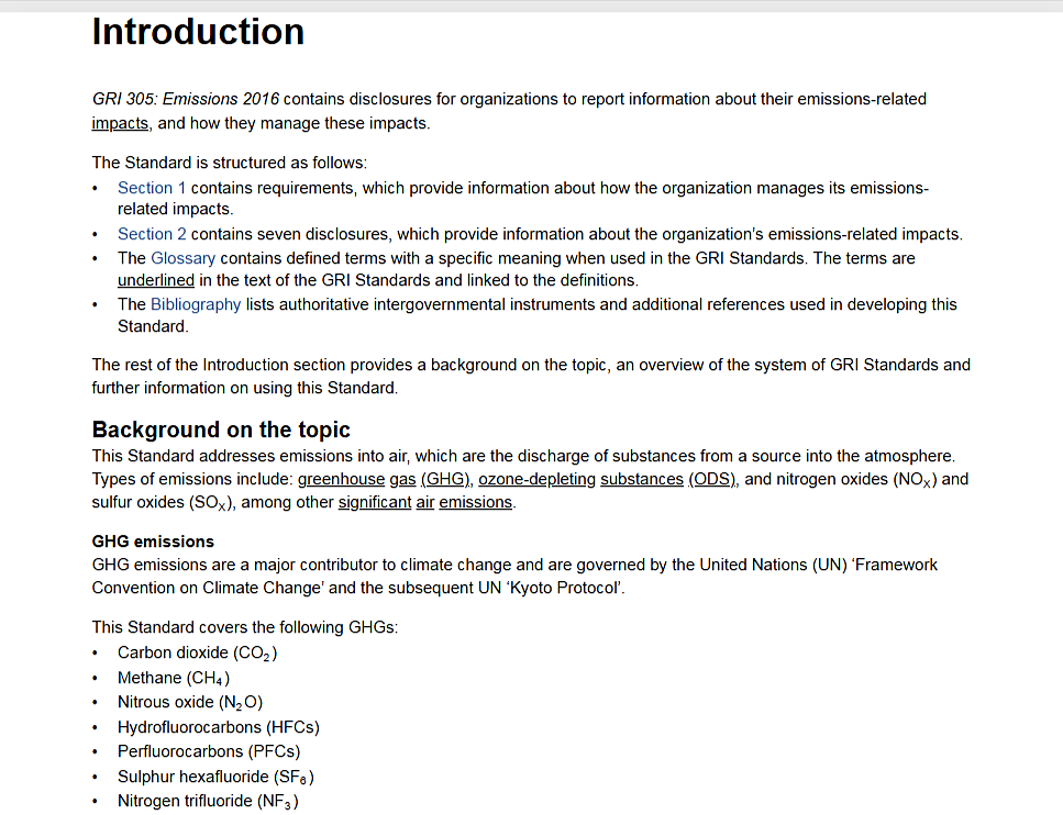 Global Reporting Initiative (GRI) standard structure