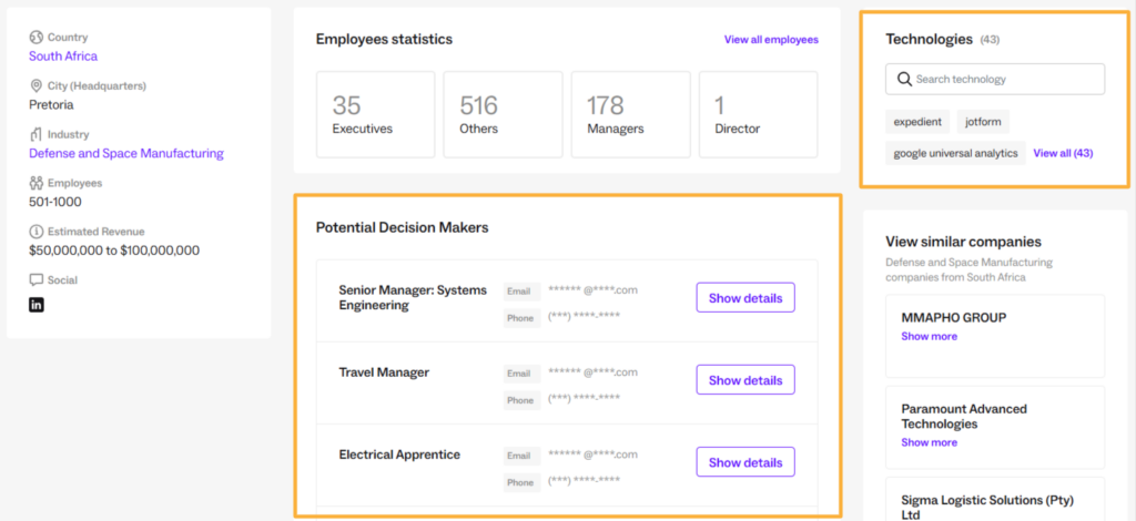Lusha dashboard