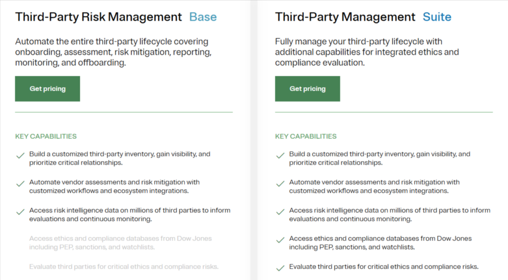 OneTrust dashboard