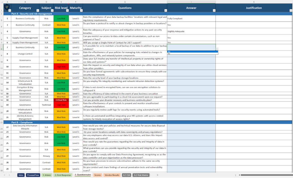 Vendor Risk Assessment Questionnaire