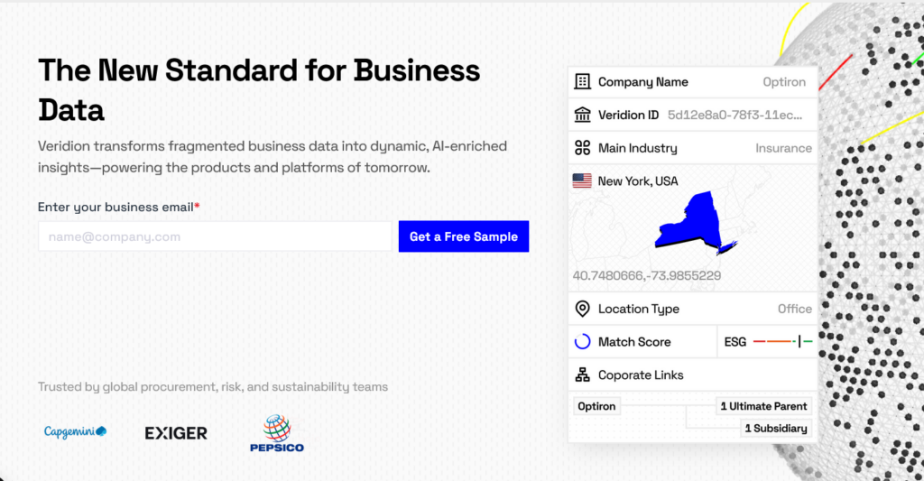 Veridion dashboard