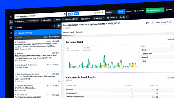 AlphaSense dashboard