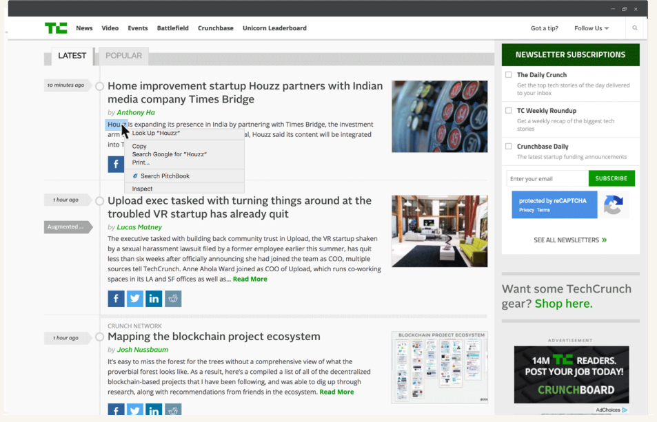 PitchBook dashboard