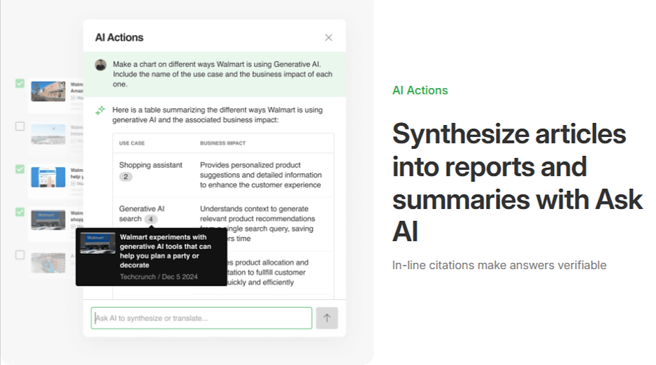 Feedly Market Intelligence dashboard