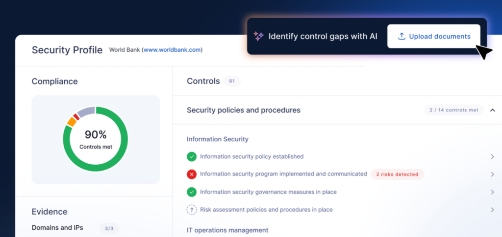 UpGuard dashboard