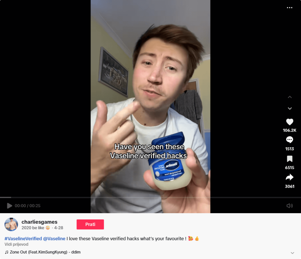 TikTok Vaseline hacks video