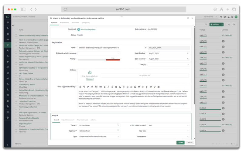 SAI360 tool screenshot