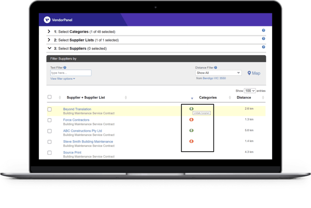 vendor panel tool screenshot
