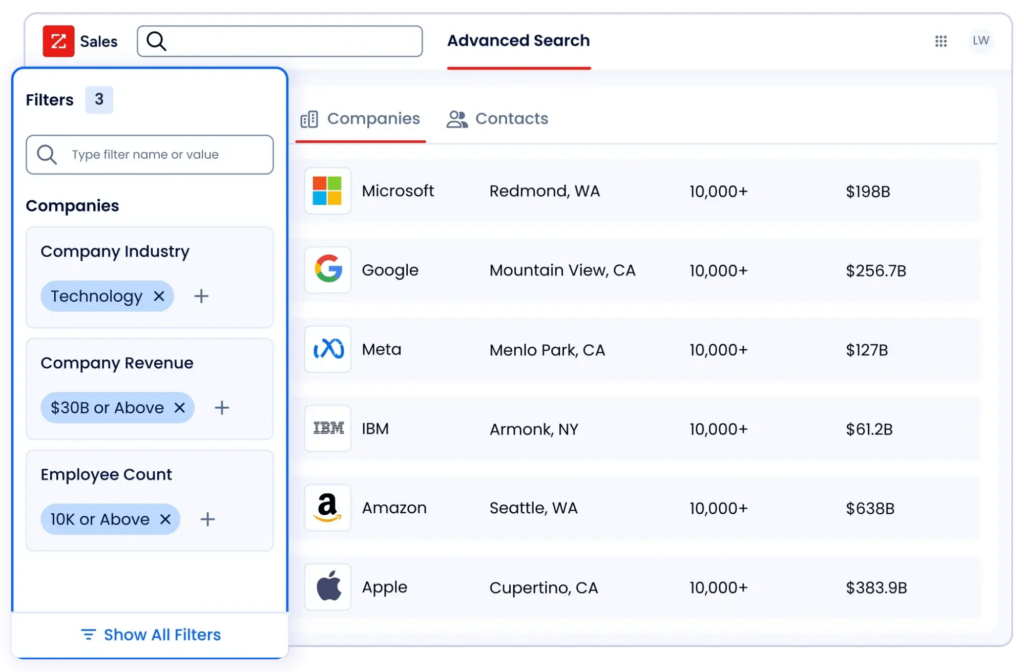 zoominfo tool screenshot