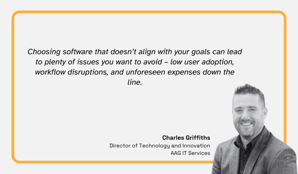 quote on the importance of choosing software that aligns with business goals