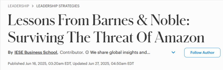 screenshot of a news article on barnes and noble and amazon