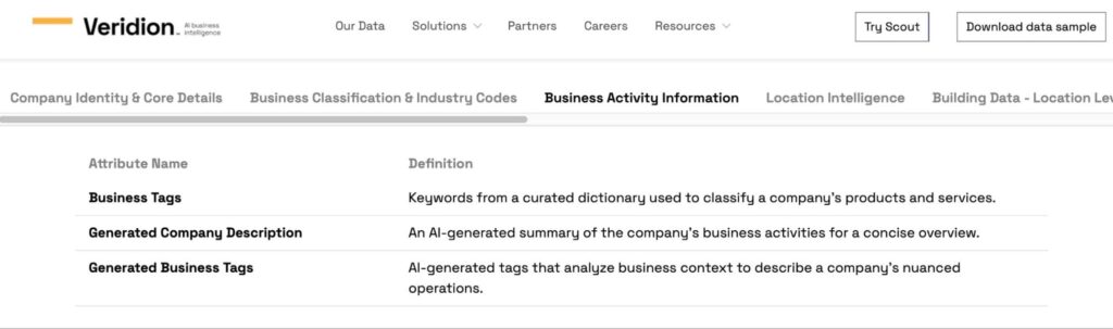 veridion tool screenshot