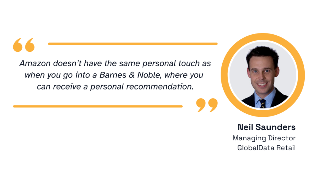 quote on how amazon doesn't have a personal touch like barnes and noble