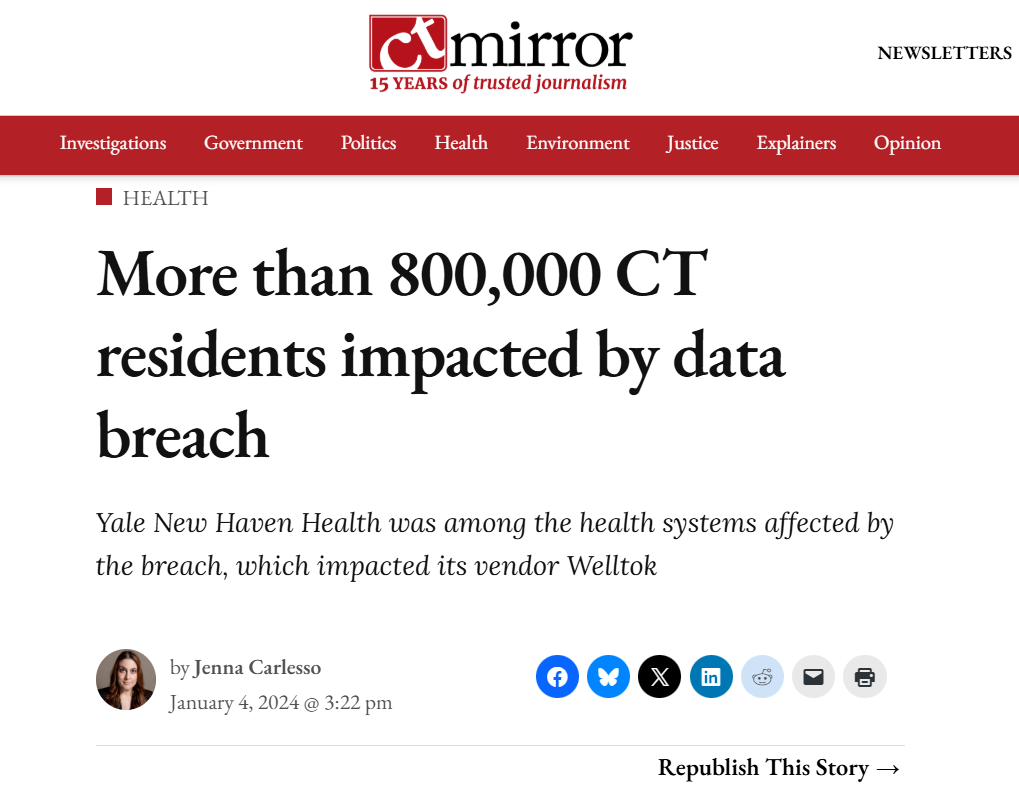 statistics on a data breach in connecticut