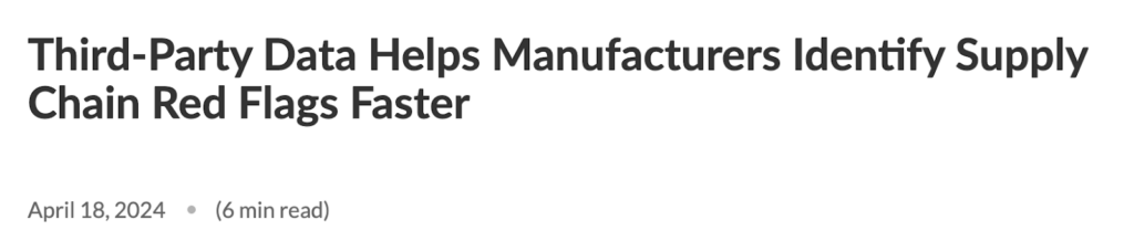 screenshot of a news article headline on how third party data helps identify supply chain issues