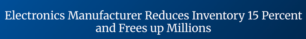 screenshot of a news article on how an electronics manufacturer reduced inventory