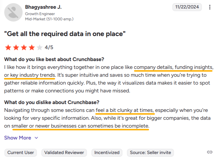 crunchbase review screenshot