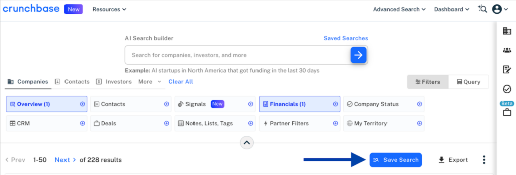 crunchbase tool screenshot
