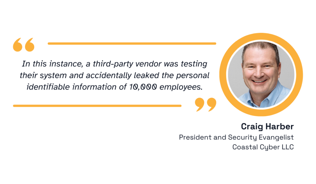 quote on how home depot's third party vendor leaked employee information