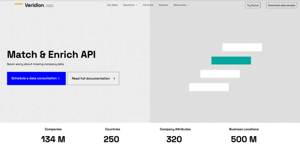 veridion match and enrich api