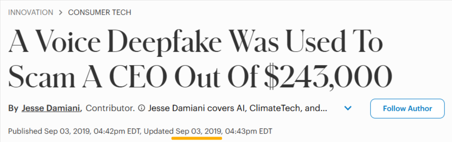 screenshot of a ceo-voice deepfake fraud scheme