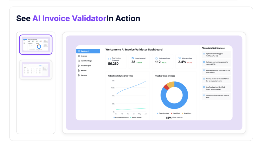 screenshot of ai invoice validator tool
