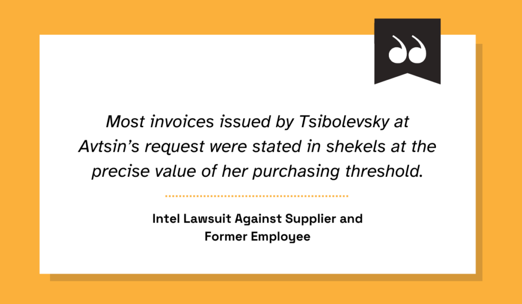 quote on how Avtsin strengthened the scheme even further by keeping every invoice below her approval threshold