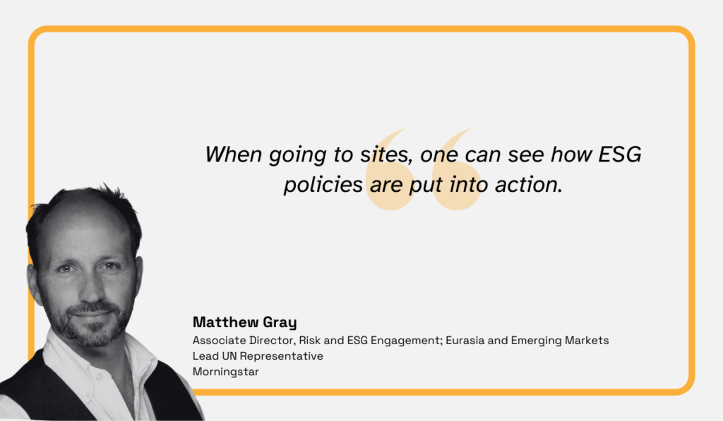 quote on how visiting company sites helps see esg policies in action