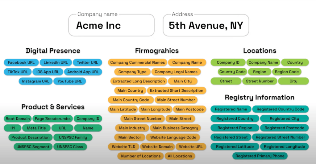 Business data enrichment overview - Acme Inc example