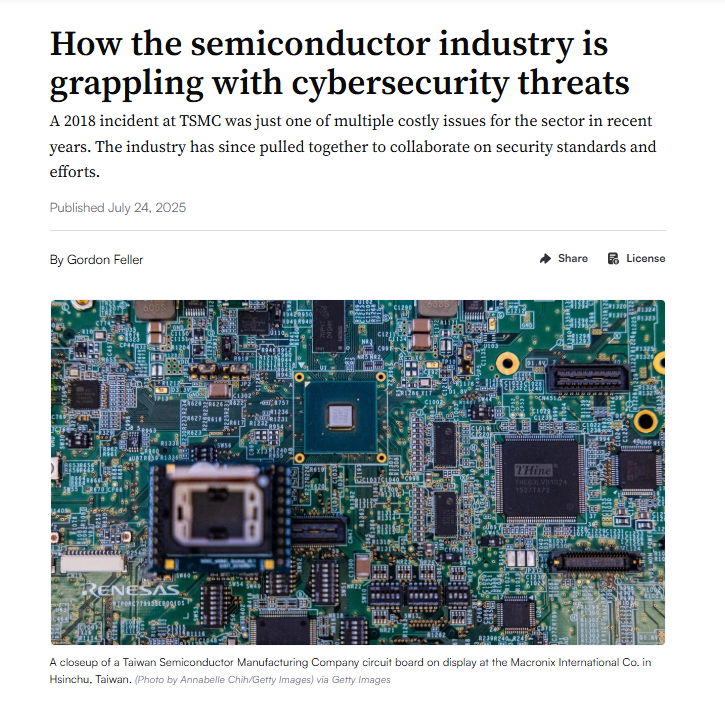 screenshot of a news article on cybersecurity threats in semiconductor fabs