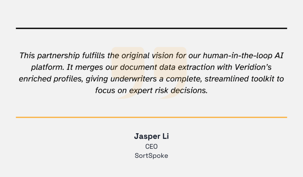 quote on veridion and sortspoke partnership