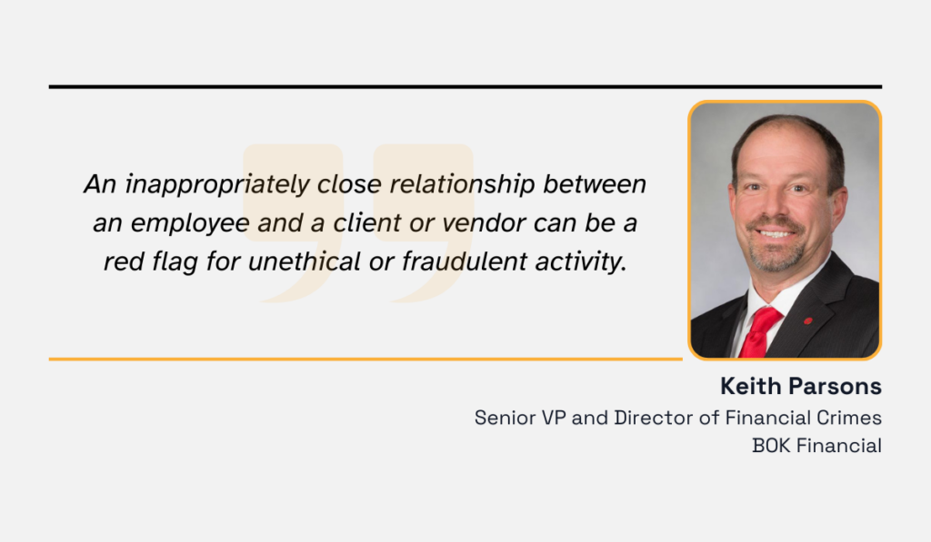 quote on how an inappropriately close relationship between an employee and a vendor can be unethical