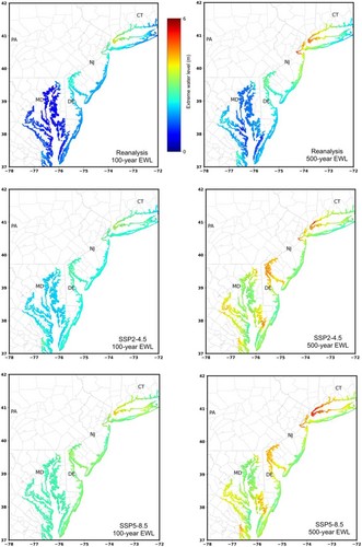 a screenshot showing historical 100-year flood levels could occur annually in the northeastern United States