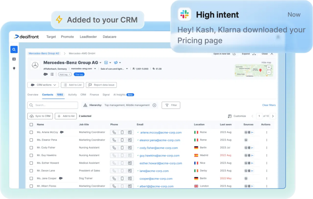dealfront tool screenshot