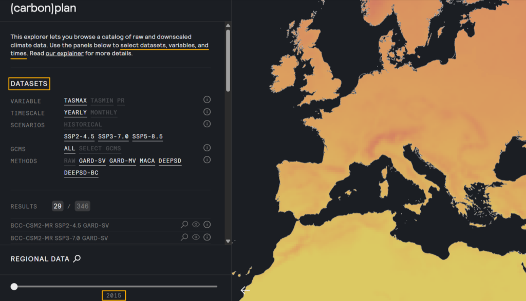 screenshot showing Carbon Plan’s Explorer