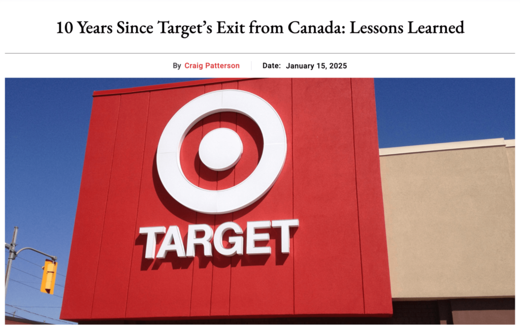 screenshot of a news article on how target left the canadian market