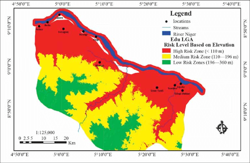 analysis of flood-risk zones across Kwara State settlements in Nigeria