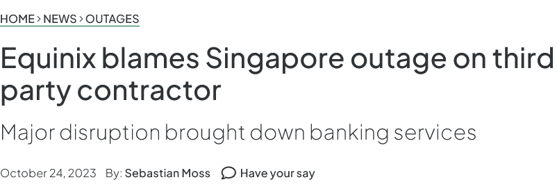 Equinix outage news headline