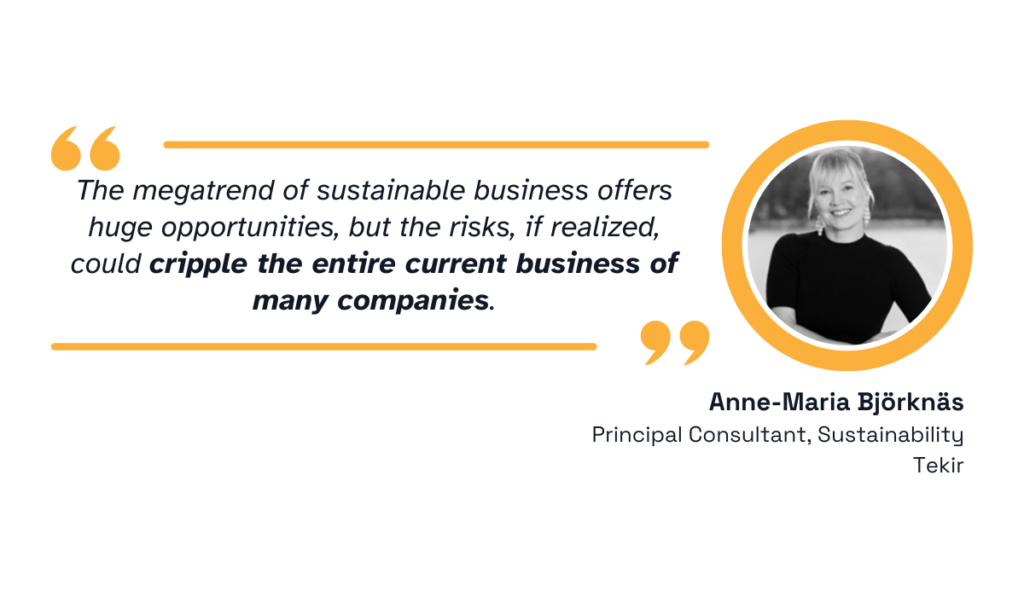 quote on how sustainability-related risks can seriously harm organizations if they go unmanaged