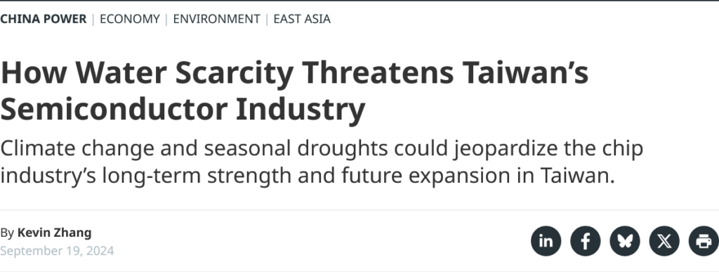 How Water Scarcity Threatens Taiwan’s Semiconductor Industry news article headline
