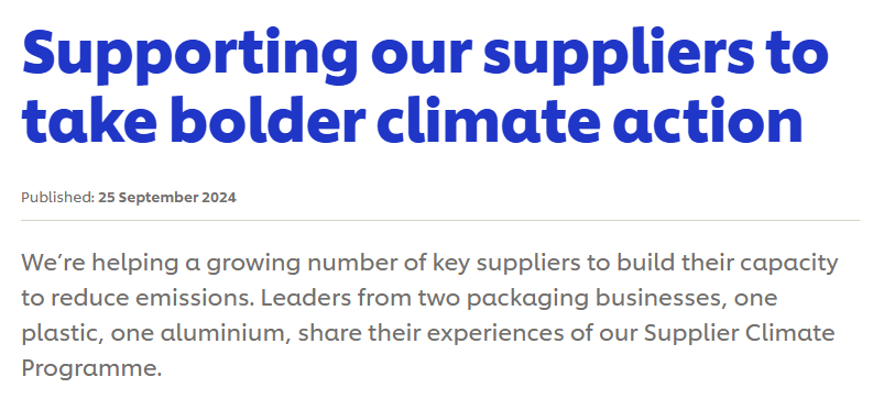 Supporting our suppliers to take bolder climate action news article