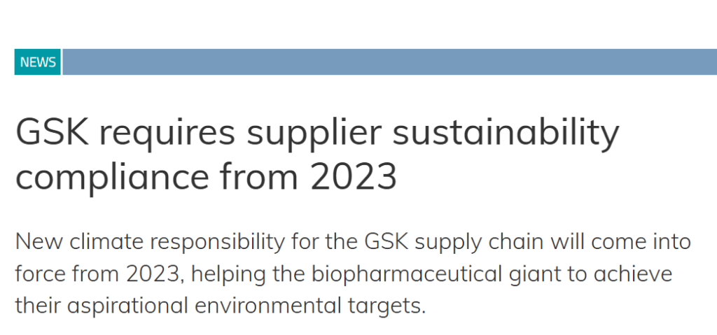GSK supplier sustainability news